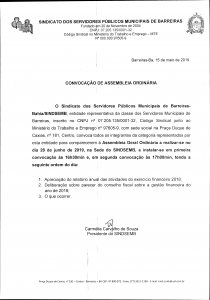 EDITAL DE CONVOCAÇÃO DE ASSEMBLEIA ORDINÁRIA